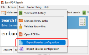 Importing and exporting libraries in Easy PDF Search | Yohz Software ...
