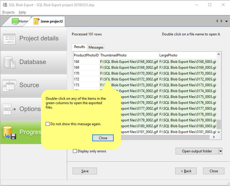 SQL Blob Export - Product Details