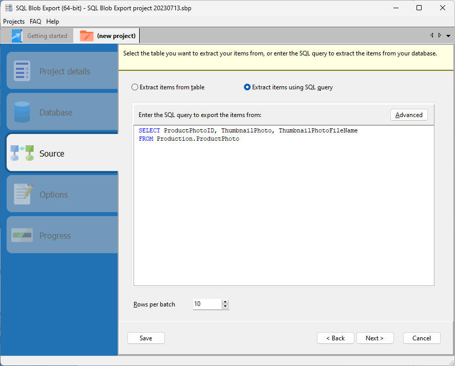 SQL Blob Export - Product Details